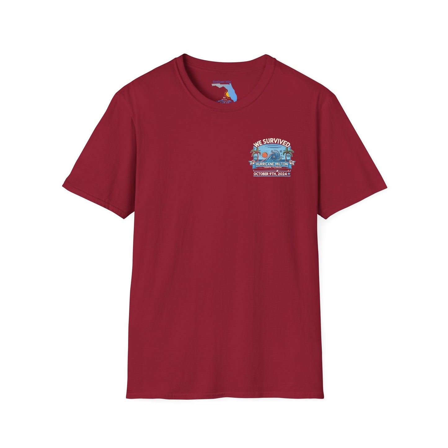 We survived hurricane Milton, Small Logo, Unisex Softstyle T-Shirt