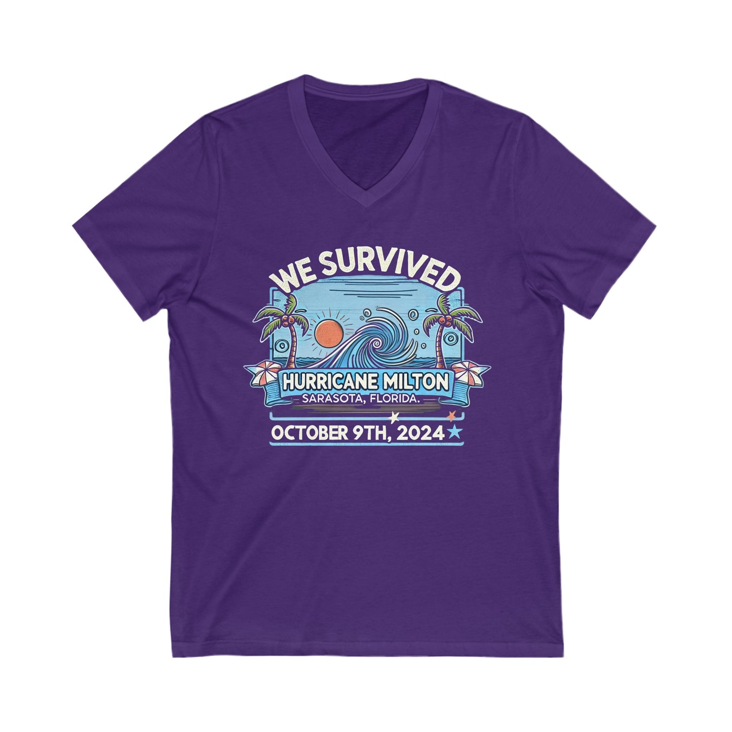 We Survived Hurricane Milton, Unisex Jersey Short Sleeve V-Neck Tee