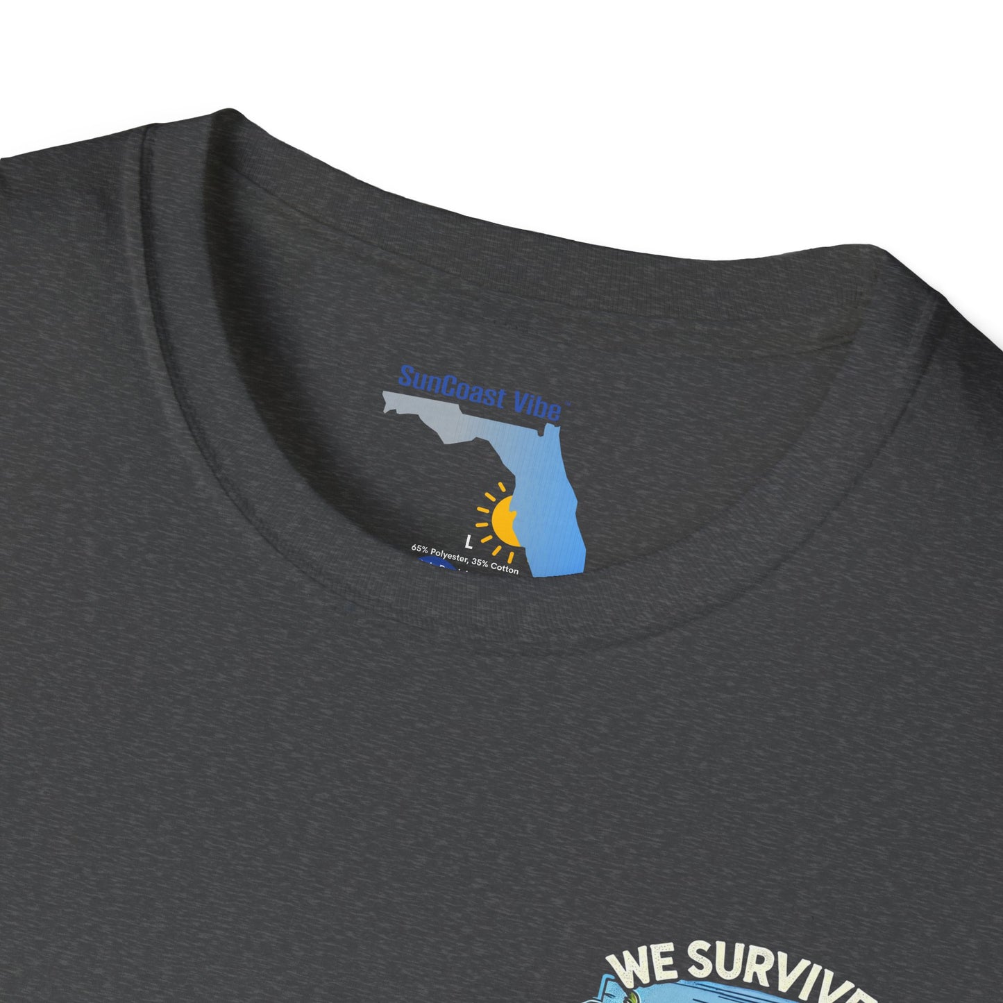 We Survived Hurricane Milton, Unisex Softstyle T-Shirt, Small Logo Sarasota