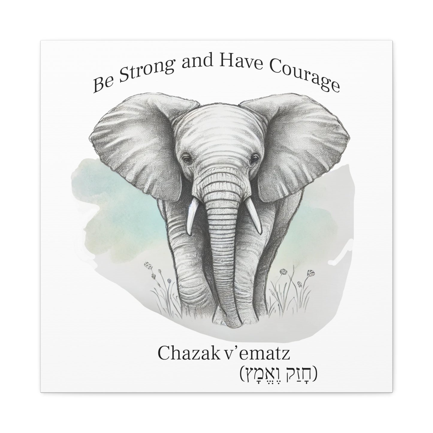 Elephant Watercolor Canvas Art - 1.25" Stretched Wall Decor