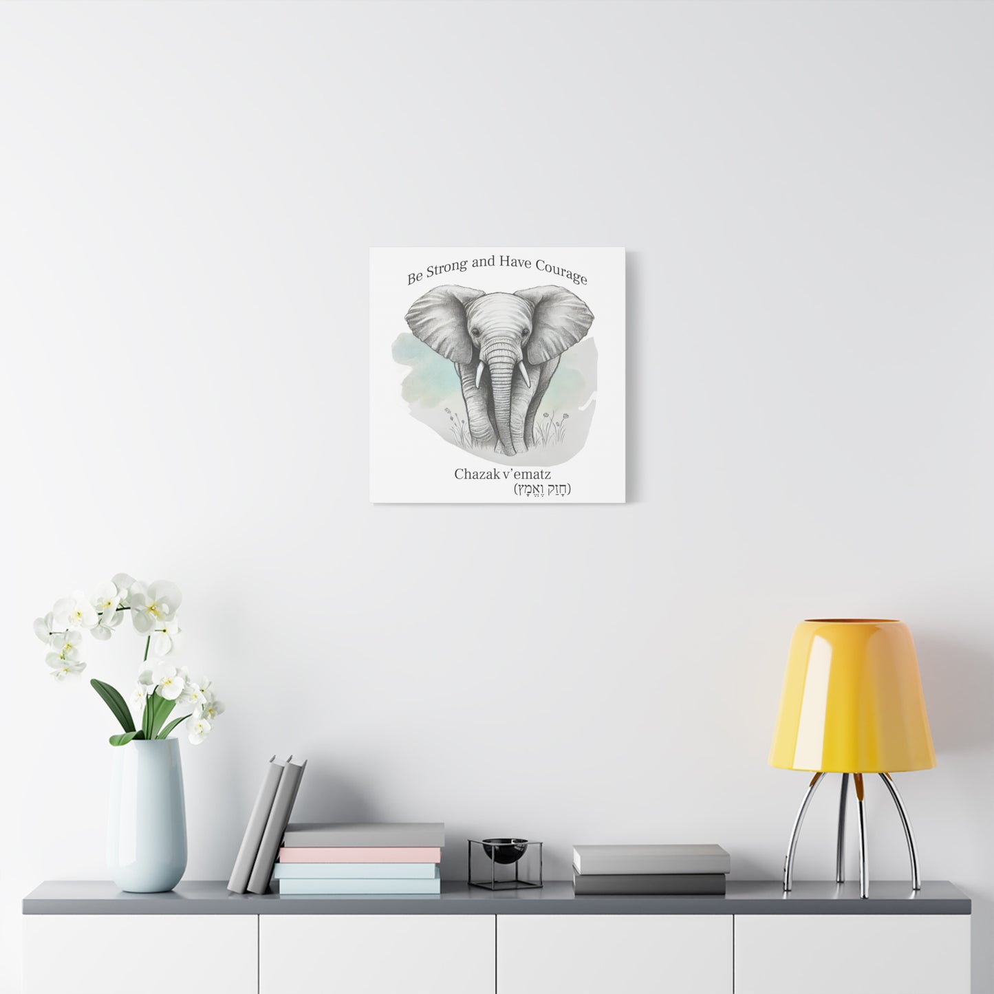 Elephant Watercolor Canvas Art - 1.25" Stretched Wall Decor