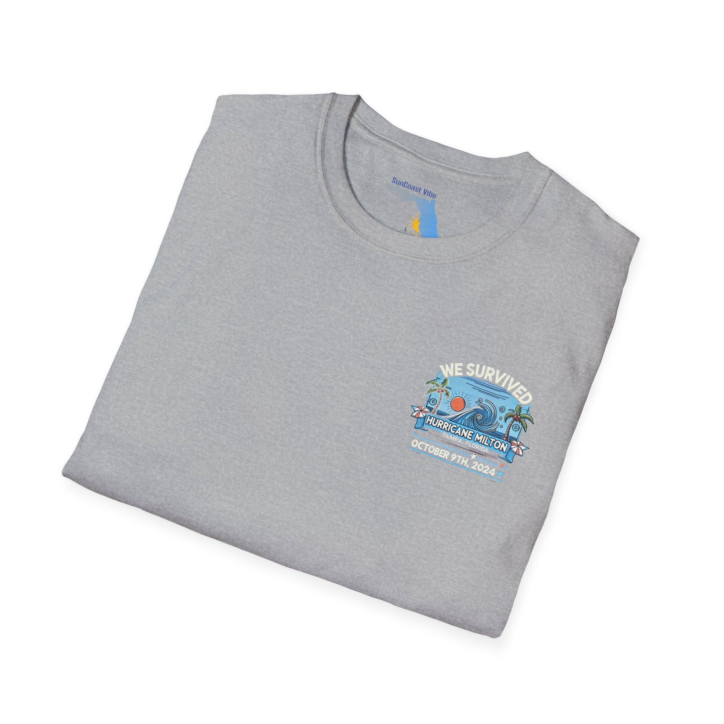 We survived hurricane Milton, Small Logo, Unisex Softstyle T-Shirt