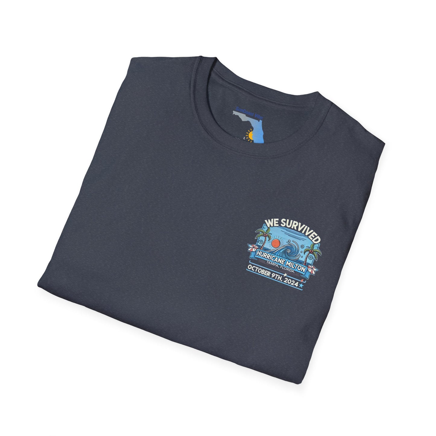 We survived hurricane Milton, Small Logo, Unisex Softstyle T-Shirt