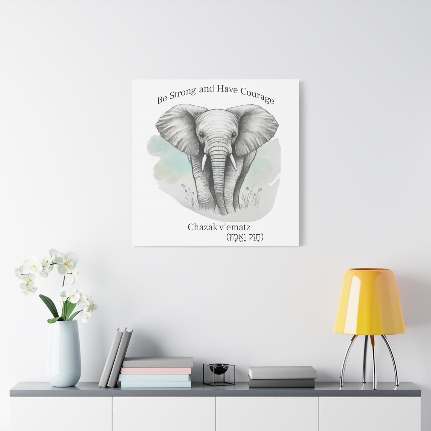 Elephant Watercolor Canvas Art - 1.25" Stretched Wall Decor