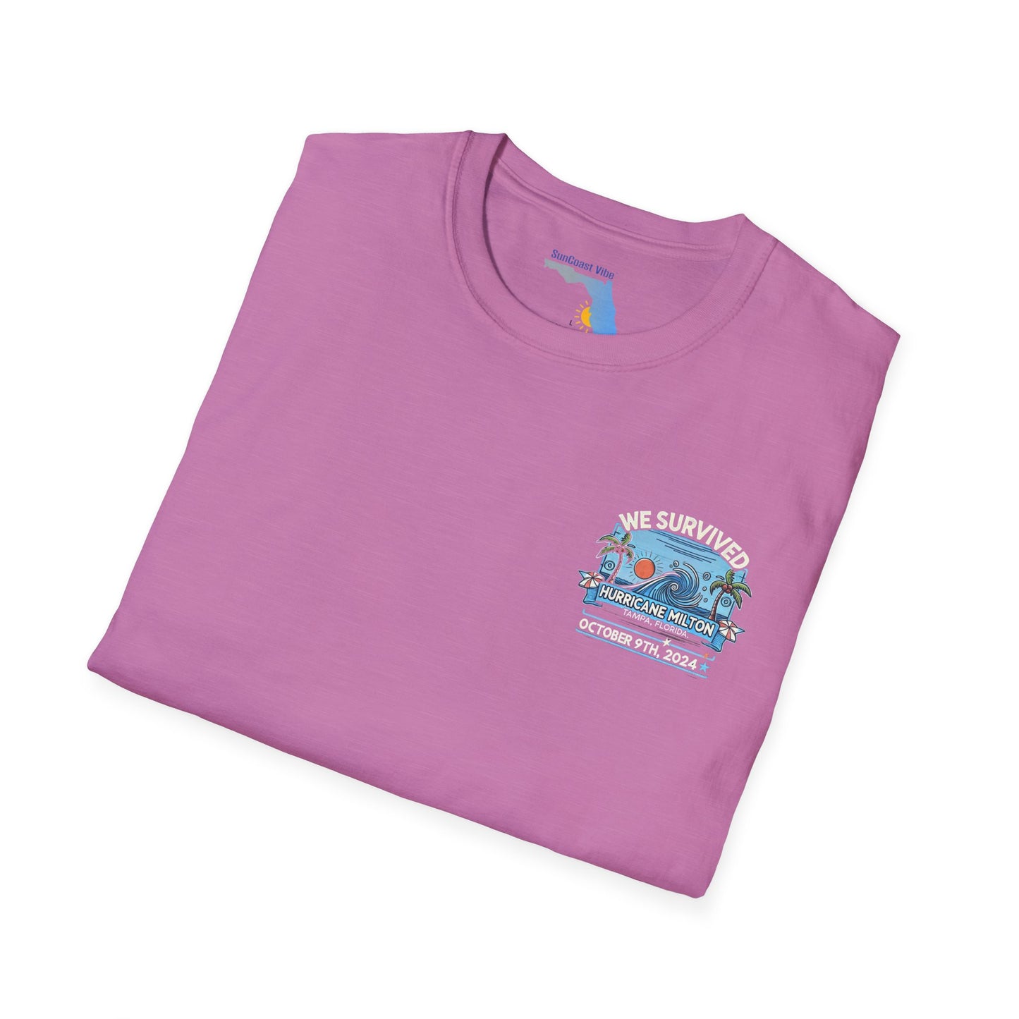We survived hurricane Milton, Small Logo, Unisex Softstyle T-Shirt