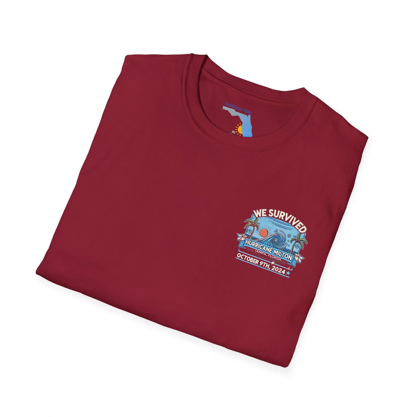 We survived hurricane Milton, Small Logo, Unisex Softstyle T-Shirt