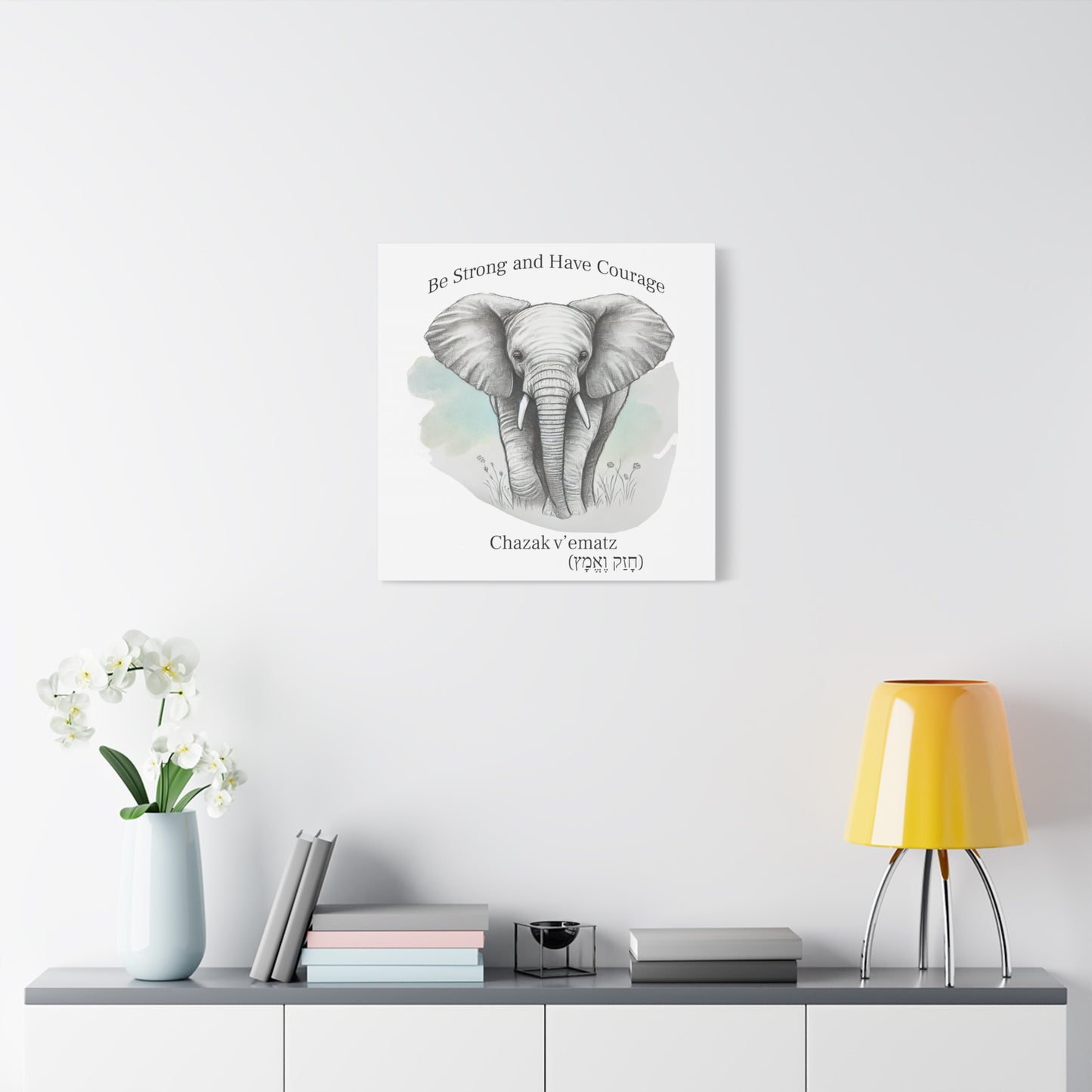 Elephant Watercolor Canvas Art - 1.25" Stretched Wall Decor