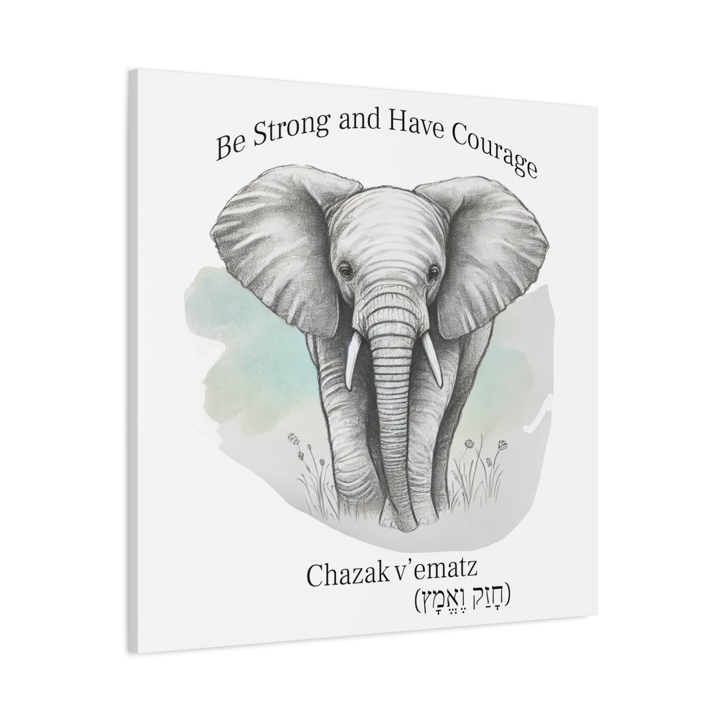 Elephant Watercolor Canvas Art - 1.25" Stretched Wall Decor