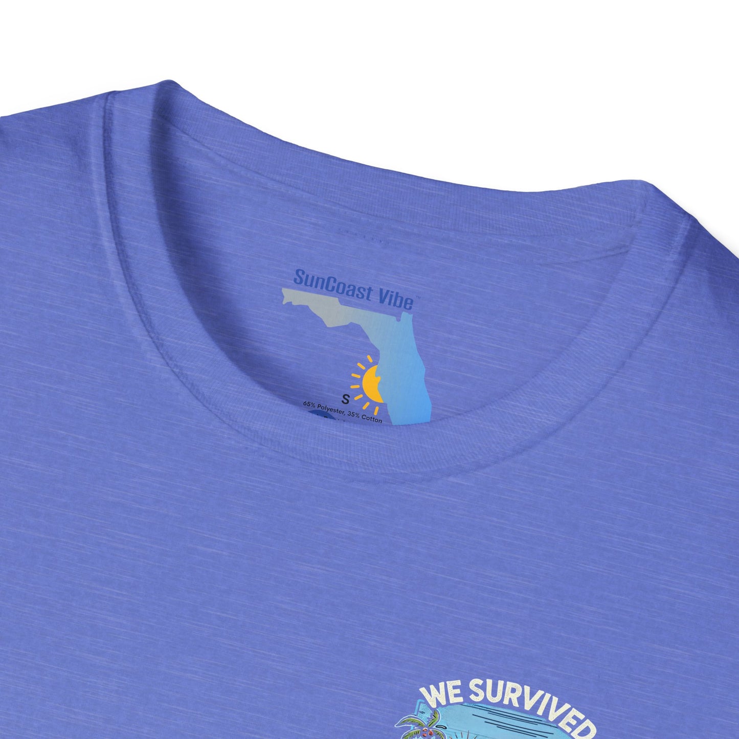 We Survived Hurricane Milton, Unisex Softstyle T-Shirt, Small Logo Sarasota