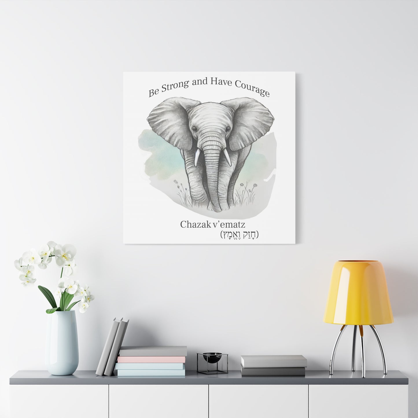 Elephant Watercolor Canvas Art - 1.25" Stretched Wall Decor