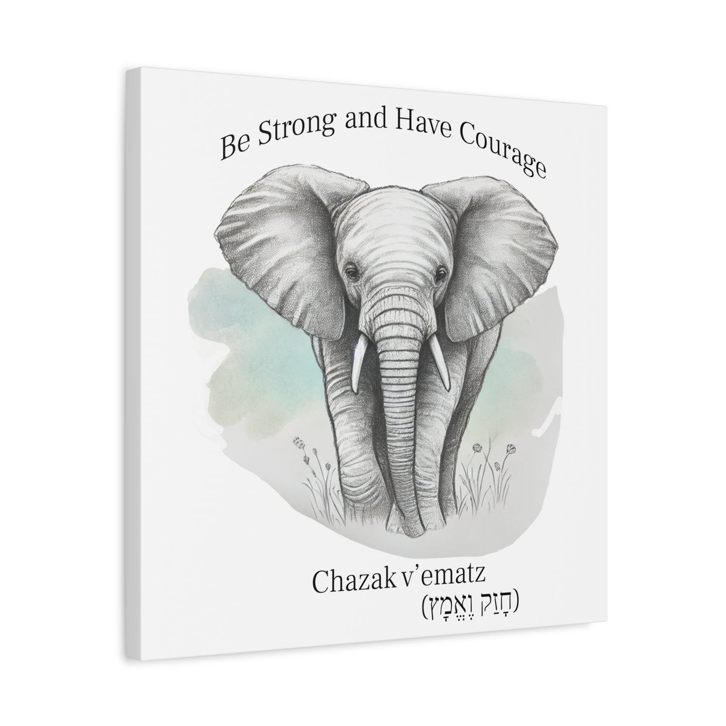 Elephant Watercolor Canvas Art - 1.25" Stretched Wall Decor