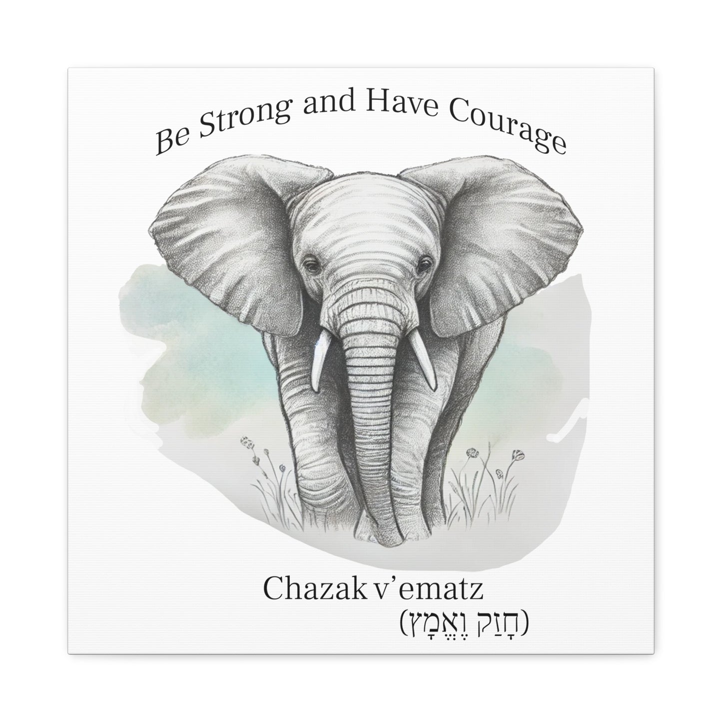 Elephant Watercolor Canvas Art - 1.25" Stretched Wall Decor